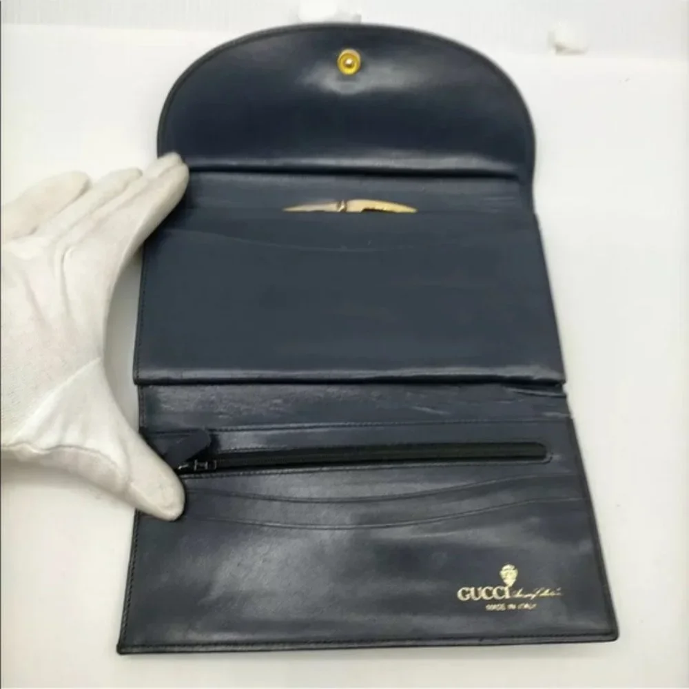 Gucci Long Wallet Blue Leather